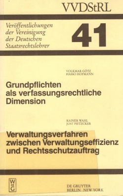 Veröffentlichungen der Vereinigung der Deutschen Staatsrechtslehrer. Band 41